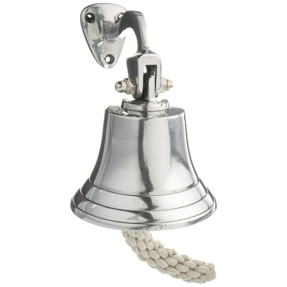 Hampton Nautical 3xglass-101 Chrome Hanging Ship&APOSS Bell 6" Nautical Home Decoration, 6 inch