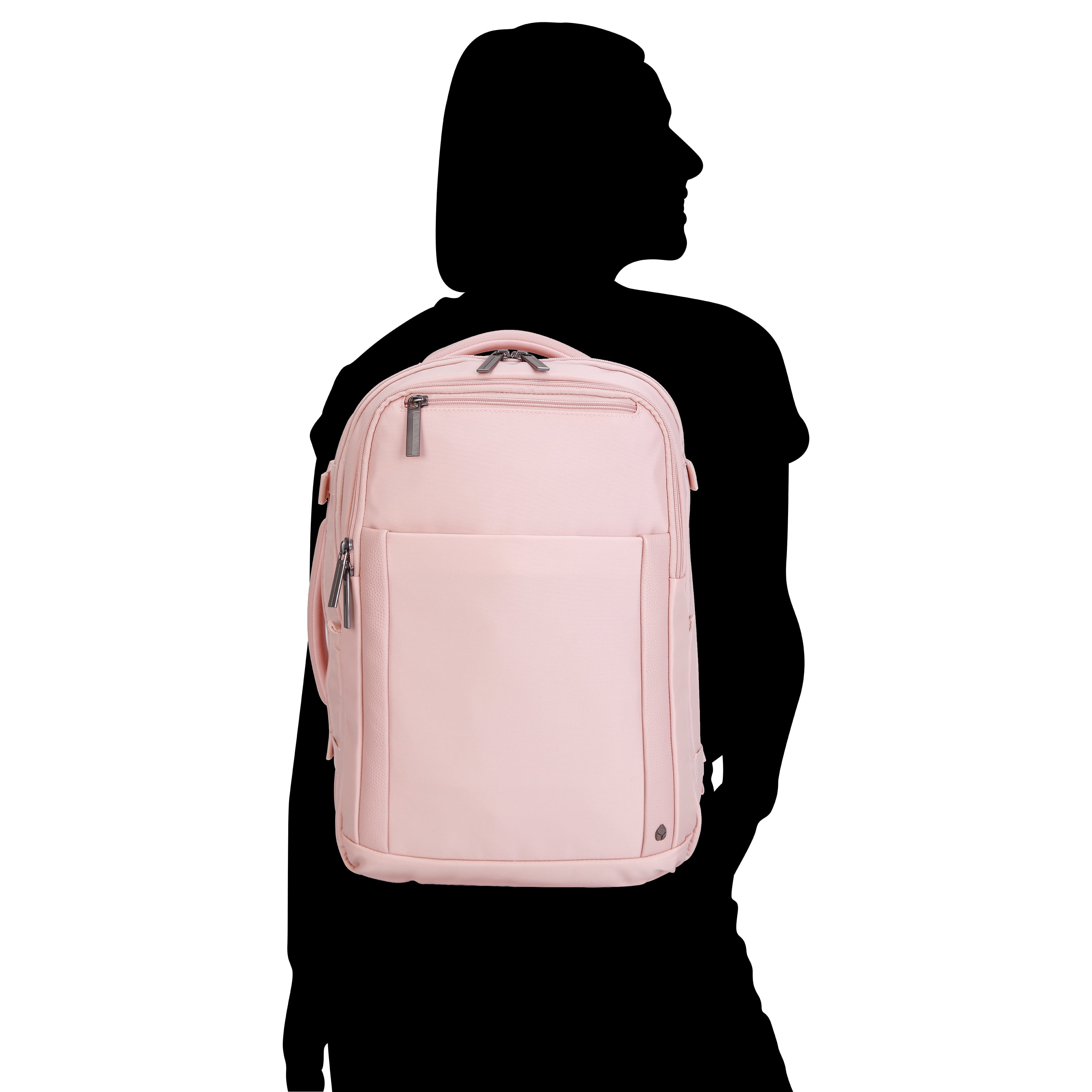 btL 18-inch Nylon Travel Backpack with 15-inch Laptop Sleeve, Rose Smoke