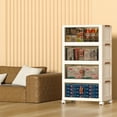 thumbnail image 5 of ONAIL 226QT Stackable Storage Bins with Lid Doors Wheels PP+PC Collapsible Organizer Container for Living Room, Bedroom, Home, Office, Adult, Child, 5 of 9