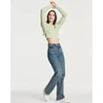 thumbnail image 5 of Real Essentials 4-Pack: Women's Long Sleeve Ribbed Knit Cotton Crew Neck Crop Top Shirt - (Available in Plus), 5 of 6