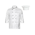 thumbnail image 1 of vastwit Men Personalized Chef Coat With Hat Unisex Chef Jacket Kitchen Work Uniform Hotel Restaurant Workwear White02 L, 1 of 7