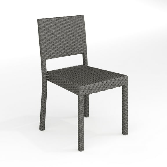Martha Stewart Indoor-Outdoor Stackable Patio Dining Chair in Gray Rattan Wicker