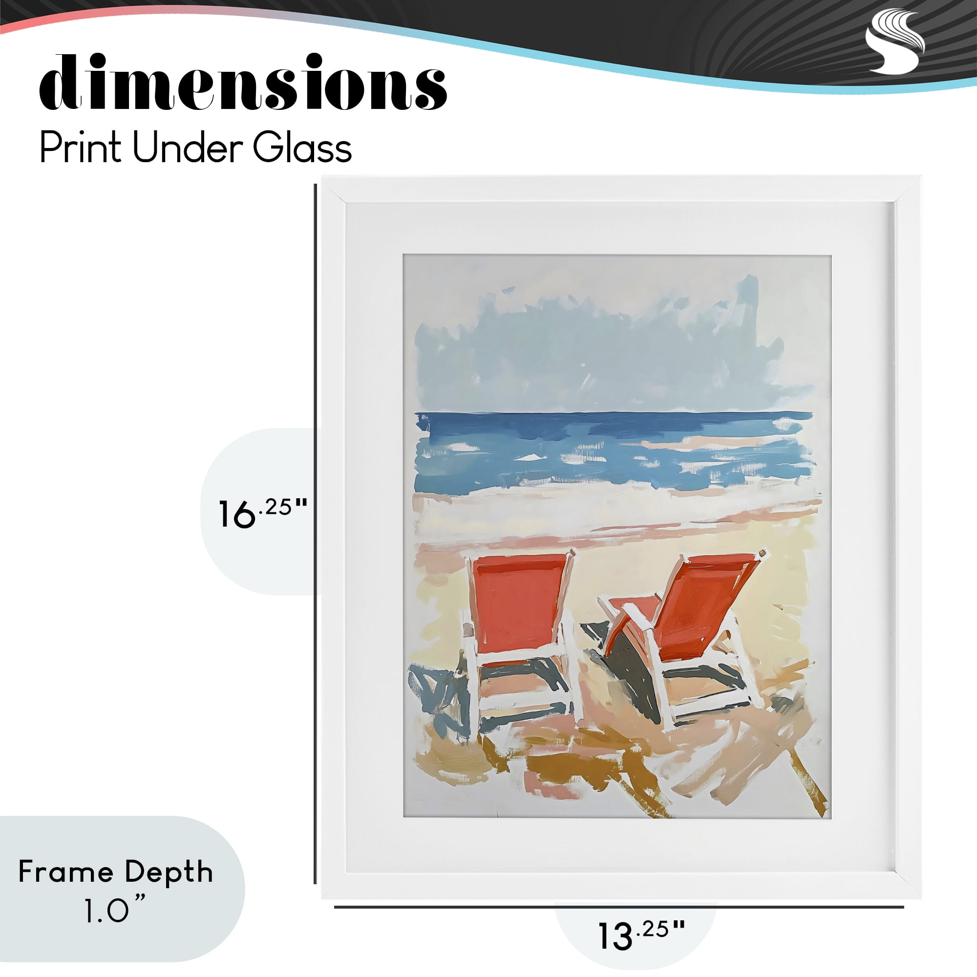 Stupell Industries Two Sunlit Beach Chairs White Framed Print Under Glass, design by The Prints Vibe