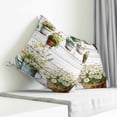thumbnail image 4 of Throw Pillow Covers 18x18 Inch, Spring Daisy Decorative Pillow Cases for Couch Sofa Bed, Country Botanical Floral Wooden Grain Cotton Linen Square Home Decor Pillowcases with Hidden Zipper, 4 of 7