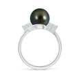 thumbnail image 2 of ANGARA Tahitian Cultured Pearl Bypass Ring with Diamond Trio in 14K White Gold for Women | June Birthstone, Birthday, Anniversary, Jewelry Gift for Women | Pearl Ring, 2 of 8