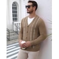 thumbnail image 3 of COOFADNY Mens Cardigan Sweater Vintage Striped V-Neck Long Sleeve Button Down Knitted Sweaters, 3 of 8