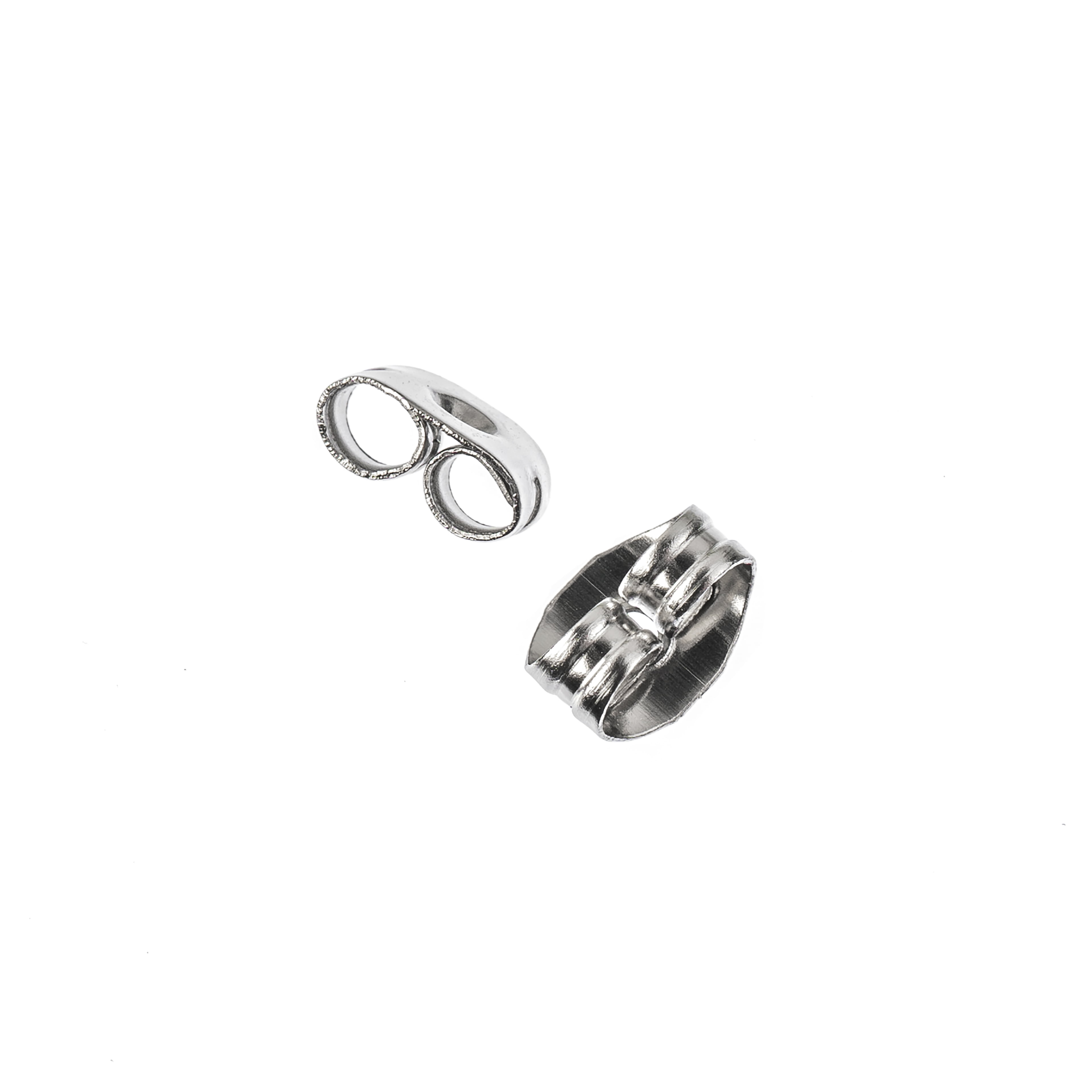 Stainless Steel Earring Clutches by Bead Landing – 6mm x 4.5mm Metal Backs for Stud Earrings - 12 Pack