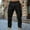 Black, variant on LADIGASU Men Solid Color Casual Fashion Vintage Drawstring Pockets Workwear Pants