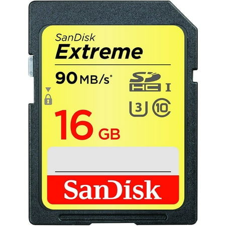 SanDisk 16GB Extreme SDHC UHS-I Memory Card - 90MB/s, C10, U3, V30, 4K UHD, SD Card -