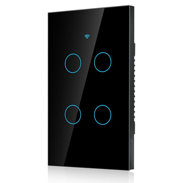 WIFI Touch Screen Switch, Smart Dimmer Switch Touch Smart Wall Switch WIFI Intelligent Switch Single Circle for 4 Way AC 95 to 250V for Lights Household Appliances