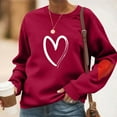 thumbnail image 2 of Heart Pullover Tops for Women Fall Fleece Sweatshirts Crewneck Shirts Fashion Cute Heart Elbow Patch Long Sleeve Sweatshirt Casual Loose Comfy Jumper Sweaters Teen Girls Outfits Clothes, 2 of 6