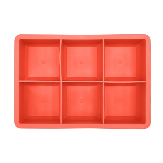 Mainstays Jumbo 2" Paprika Red 6-Cavity Silicone Ice Cube Maker, for Perfect Rock Cubes, 1 Piece