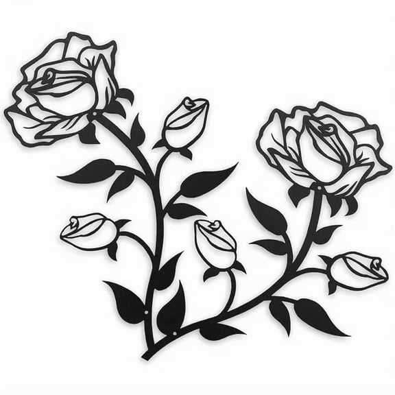 Black Metal Rose Flower Wall Hanging, Perfect for Home, Bedroom & Office Decor