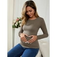 thumbnail image 5 of DARING DIVA Women's Ruched Long Sleeve Maternity Blouses XL Camel, 5 of 7
