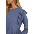 thumbnail image 5 of JWD Long Sleeve Shirts for Women Knit Tops Casual Crewneck Ruffle Tops Loose Fit Blue-Large, 5 of 7