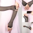 thumbnail image 6 of Fashion Punk Goth Ladies Disco Costume Sexy Fishnet Gloves Mittens Hollow Out Fingerless BLACK, 6 of 8