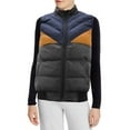 thumbnail image 3 of Women's Lightweight Quilted Stand Collar Full Zip Up Down Puffer Jacket Vest (Navy/Yellow/Black, M), 3 of 4