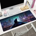 thumbnail image 4 of Japanese Large Mouse Pad, Cyberpunk Tokyo Desk Mat, XL Anime Gaming Keyboard Mat, Stitched Edges, Non-Slip Rubber Base, Big Extended Desk Protector for Home Office, 31.5\u201dx11.8\u201d (Cyber Cat), 4 of 6