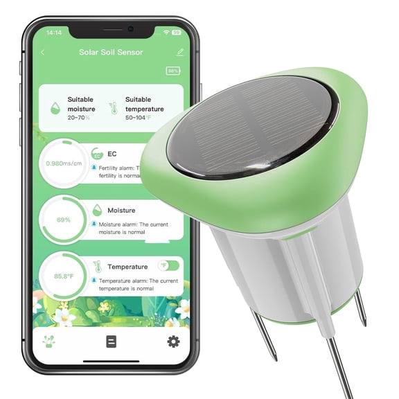 GreenVation WiFi 3-in-1 Smart Soil Sensor, Digital Soil Tester for Moisture, Temperature & Fertility, Outdoor Plant Soil Meter for Garden, Farm & Greenhouse