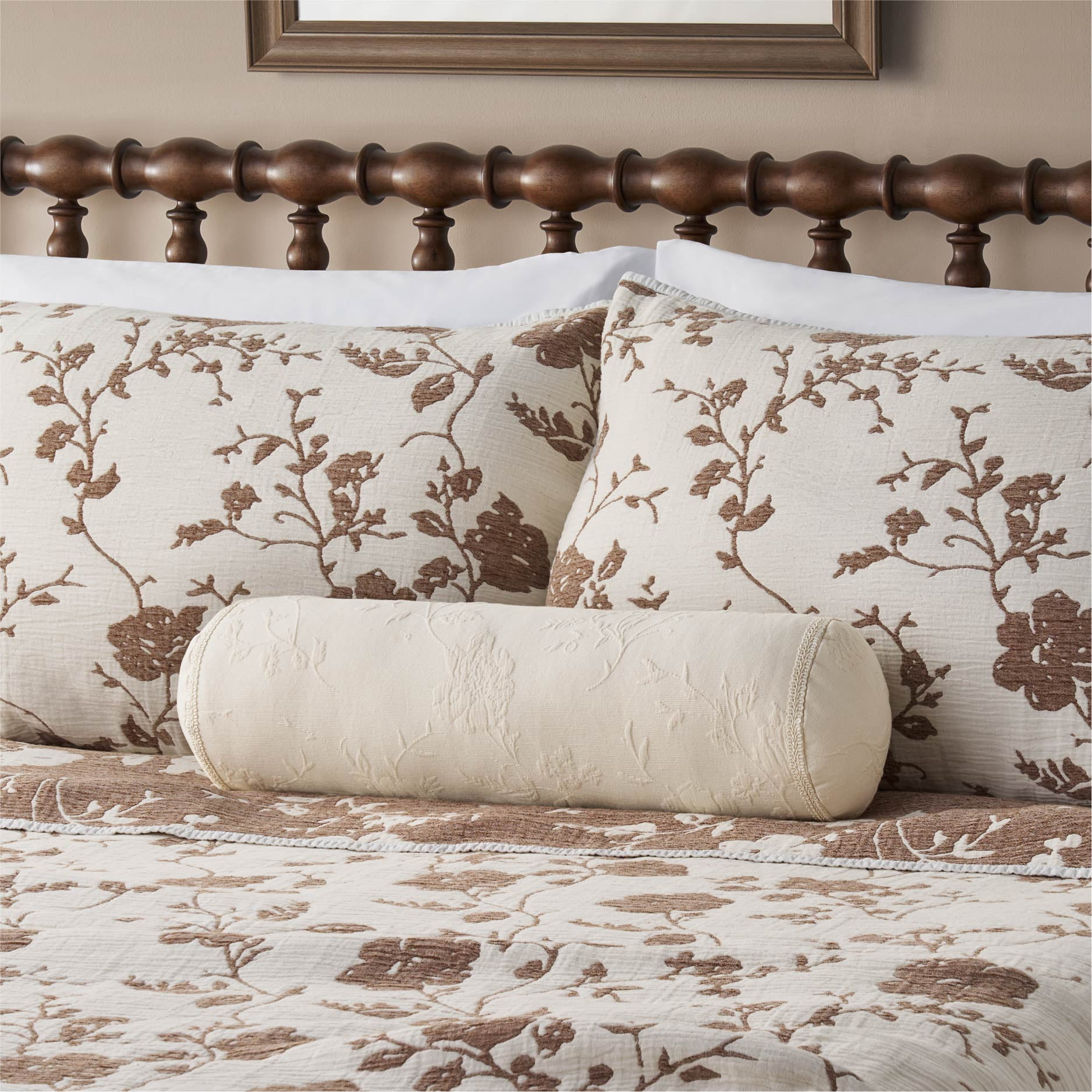 The Pioneer Woman Cream Matelassé Floral Crochet Trim Decorative Bolster Pillow