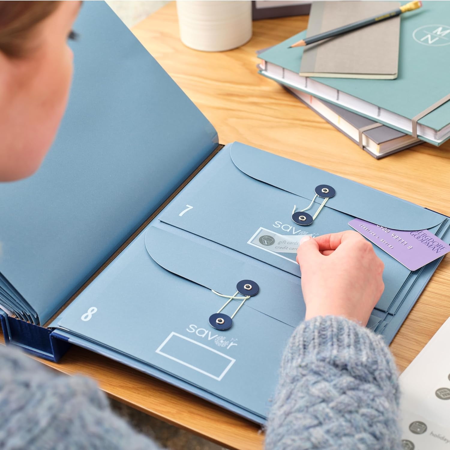 Acid-Free Document Organizer Binder with Guided Labels and 10 Pocket Folders for Home Records, Legal & Medical Papers