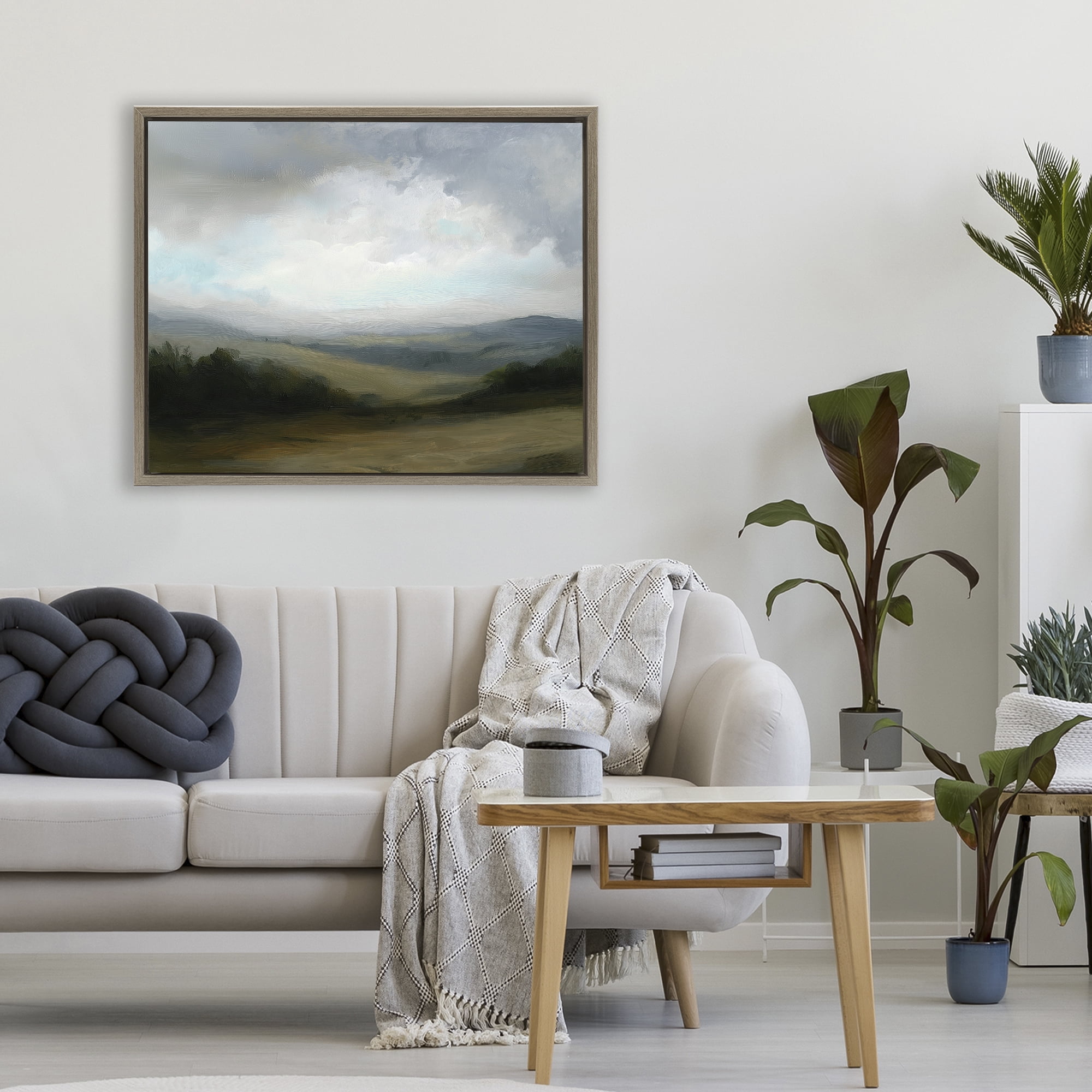 Stupell Industries Refreshed Quiet Rolling Hills Brown Framed Floater Canvas Wall Art, design by Annabelle Hall