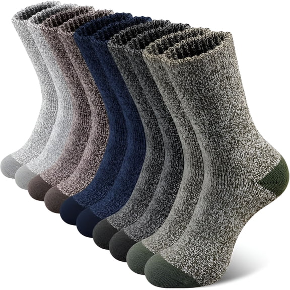 TELOLY 5 Pairs Merino Wool Socks Mens,Super Thick Mens Hiking Socks Thermal Wool Socks for Cold Weather