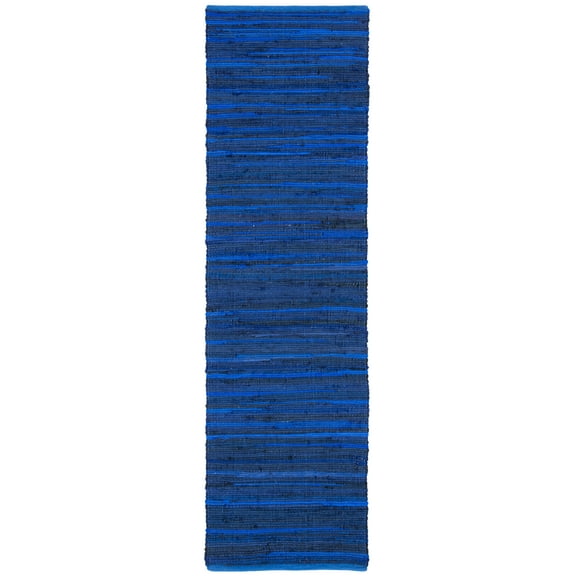 SAFAVIEH Rag Fergal Striped Cotton Runner Rug, Blue/Multi, 2'3" x 9'