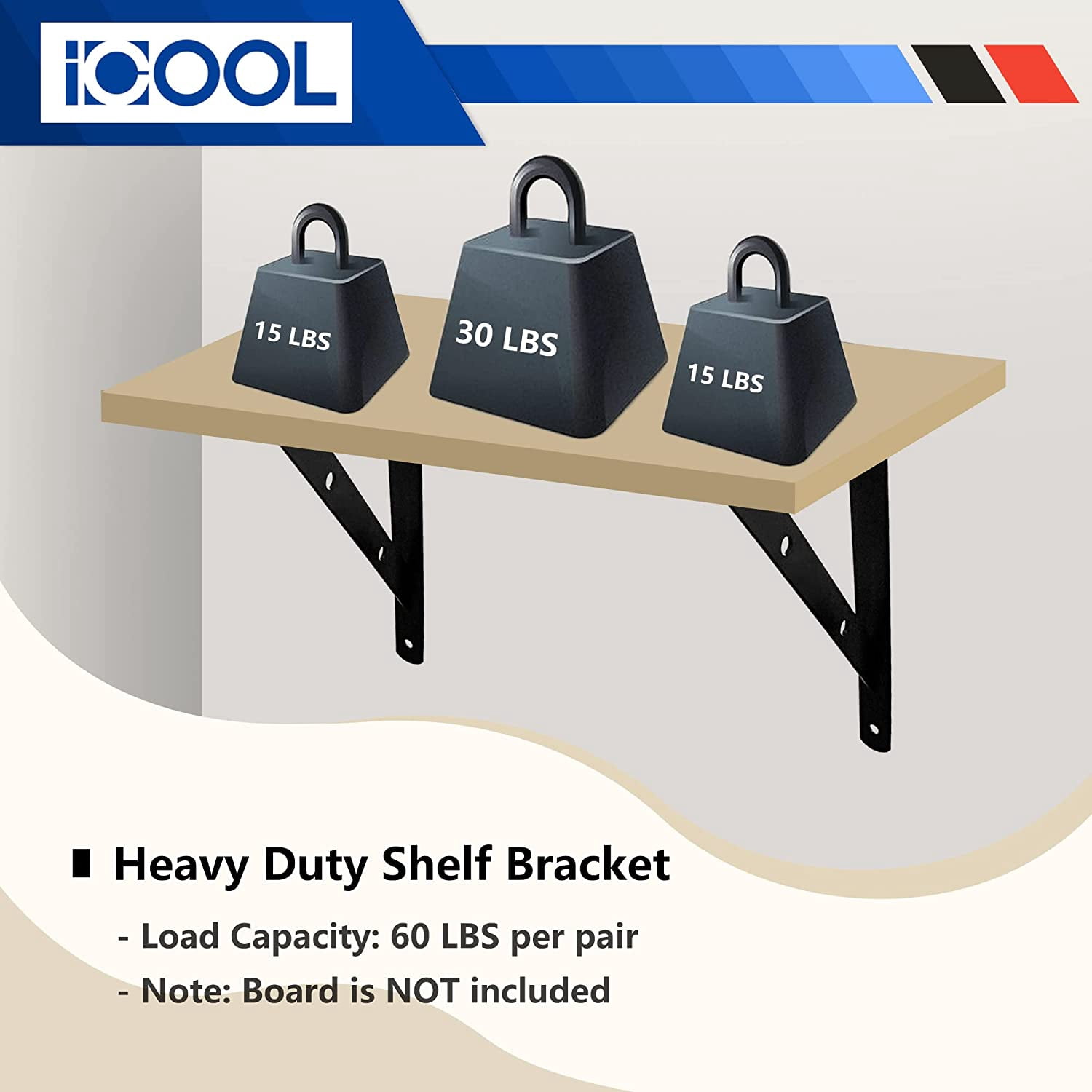 ICOOL 10 Pack Heavy Duty Shelf Bracket 12 x 8 inch DIY Wall Floating Shelf Brackets for Home Warehouse Garage Farm Triangle Metal Shelf Supports with Screws
