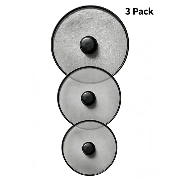 Vruelia 3Pcs Kitchen Splash Guard Splatter Screens Frying Pan Splatter Guard Grease Splatter Screen Mesh Oil Proof Pot Lid