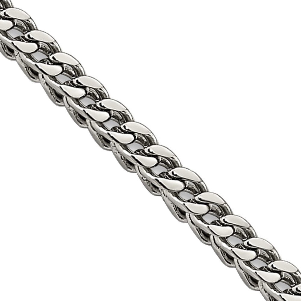 3mm Stainless Steel Thin Franco Link Engravable Necklace 24 Inches / Silver