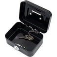 SkyAuks Small Metal Cash Box, Money Box with Lock and Slot, Portable ...