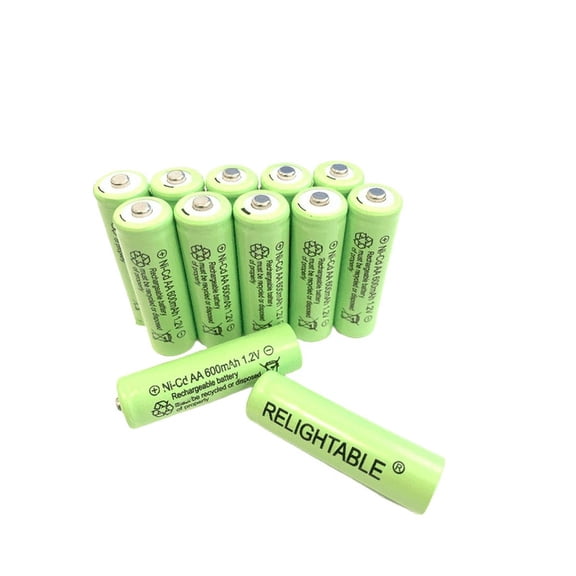 12-PCS AA Rechargeable Batteries NiCd 600mAh 1.2v Garden Solar Lights Ni-Cd V12