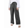 thumbnail image 5 of Women'S Cotton Linen Drawstring High Waisted Pants Casual Loose Fit Wide Leg Trousers Dark Gray XL, 5 of 7