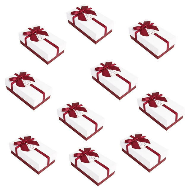 CIMAXIC christmas 10Pcs Bowknot Gift Box Creative Packing Box Christmas Present Case (Red White),5.71"X3.35"X1.97"