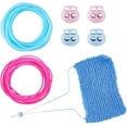 thumbnail image 6 of 4 Pcs Stitch Stopper Set 2 Colors Oval 2-Hole Plastic Cord Locks with 6m Round Silicone Cord Crochet Supplies Needle Tip Stoppers for Hand Knitting DIY Spring Green/Fuchsia Colorful, 6 of 9