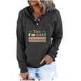 thumbnail image 2 of ICHUANYI Clearance Women Long Sleeves Casual Printing Crewneck Sweatshirt Loose Hooded Drawstring Pocket Tops(Black, M) ICHUANYI WER2023081006021, 2 of 5