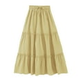 thumbnail image 6 of Women's Summer Elastic High Waist Maxi Skirts Solid Casual Flowy Tiered Ruffle A Line Swing Long Skirt, 6 of 11
