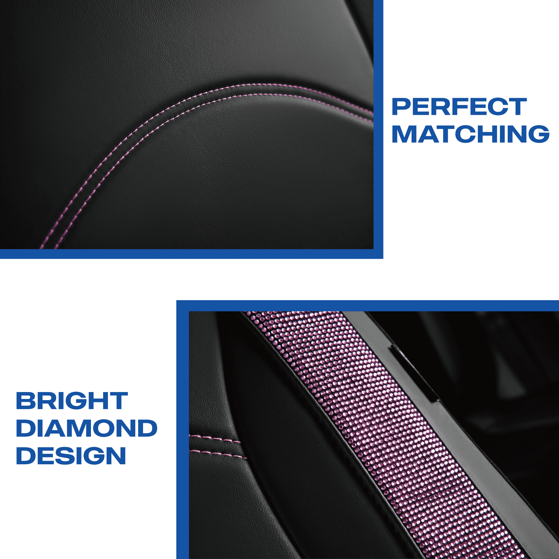 Skechers Leather Front Car Seat Cover – Stylish Diamond Design, Universal Fit - Purple