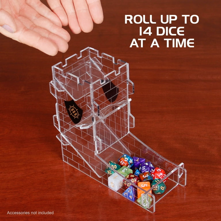 DND Dice Tower With Tray – Ancient Roman Castle Theme, Includes 7 Dice Set For Dungeons & Dragons