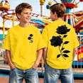 thumbnail image 2 of YAYUBA Boys Shirts Size 14-16 Round Neck Solid Color Back To School Shirt Casual Trendy Tops Preppy Summer Clothes for Girls, 6-7Years, Yellow, 2 of 5