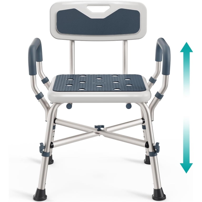 New Shower Chair, Padded Armrests, Back And Seat, Adjustable Height