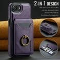 thumbnail image 6 of Dteck Magnetic PU Leather Case for iPhone 16E (2025), Compatible with MagSafe Accessory, Detachable Wallet RFID Blocking Card Holder Ring Stand Shockproof Protective Phone Case, Purple, 6 of 7