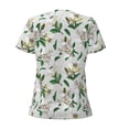 thumbnail image 6 of Fuzoiu Lilies Flowers Print Women's V-Neck T-Shirt,Women's Short Sleeve Top, Comfortable for Work, Leisure, and Sports, 6 of 7