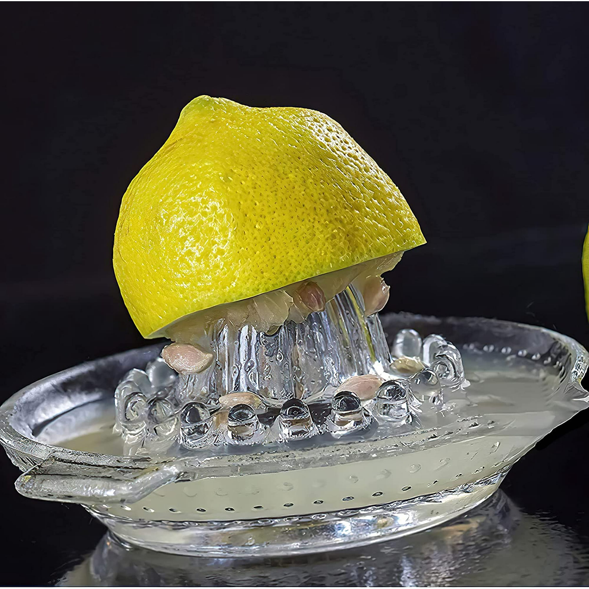 Yeashow Citrus Orange Lemon Squeezer Manuel Hand Juicer With Glass And With Handle And Pour Spout Heavyweight Glass