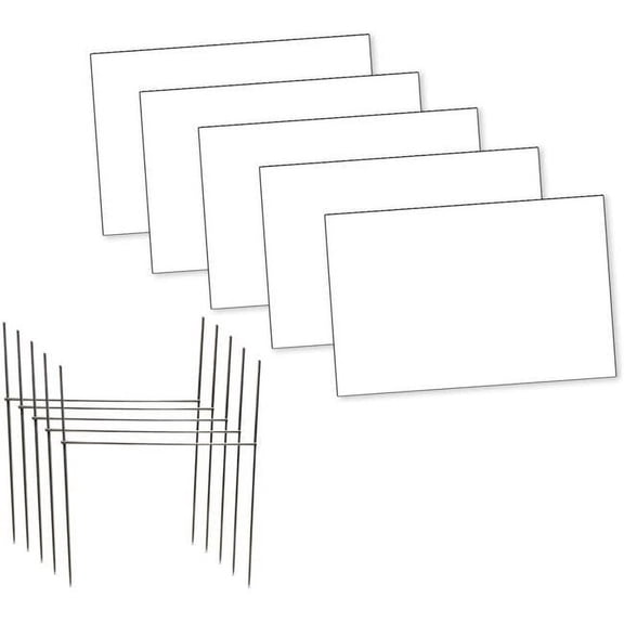 23 x 15 in. Coroplast Blank Yard Signs, White - Pack of 5