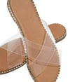 thumbnail image 6 of Wioihee Womens Studded Flat Sandals Open Toe Slip On Mule Slides Crossed Strap Slipper Clear 6(37), 6 of 9