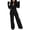 Black, variant on KIHOUT Clearance Women's Flare Sleeve Button Color Wide Leg Pants Casual Suit