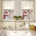 thumbnail image 4 of Merry Christmas Kitchen Curtains and Valances Set, Xmas Ball Poinsettia Red Berry Linen Texture Rod Pocket Window Valance Window Curtain Panels for Living Room Bedroom Laundry, 27.5x36in, 3 Pieces, 4 of 7
