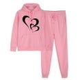 thumbnail image 2 of ibuvkizy Two Piece Sets for Women!Men's and Women's Sports Tracksuits Long Sleeve Pullover Hoodies Sweatshirt Loose Coat and Sweatpants Fall Winter Suit Pink,L, 2 of 7